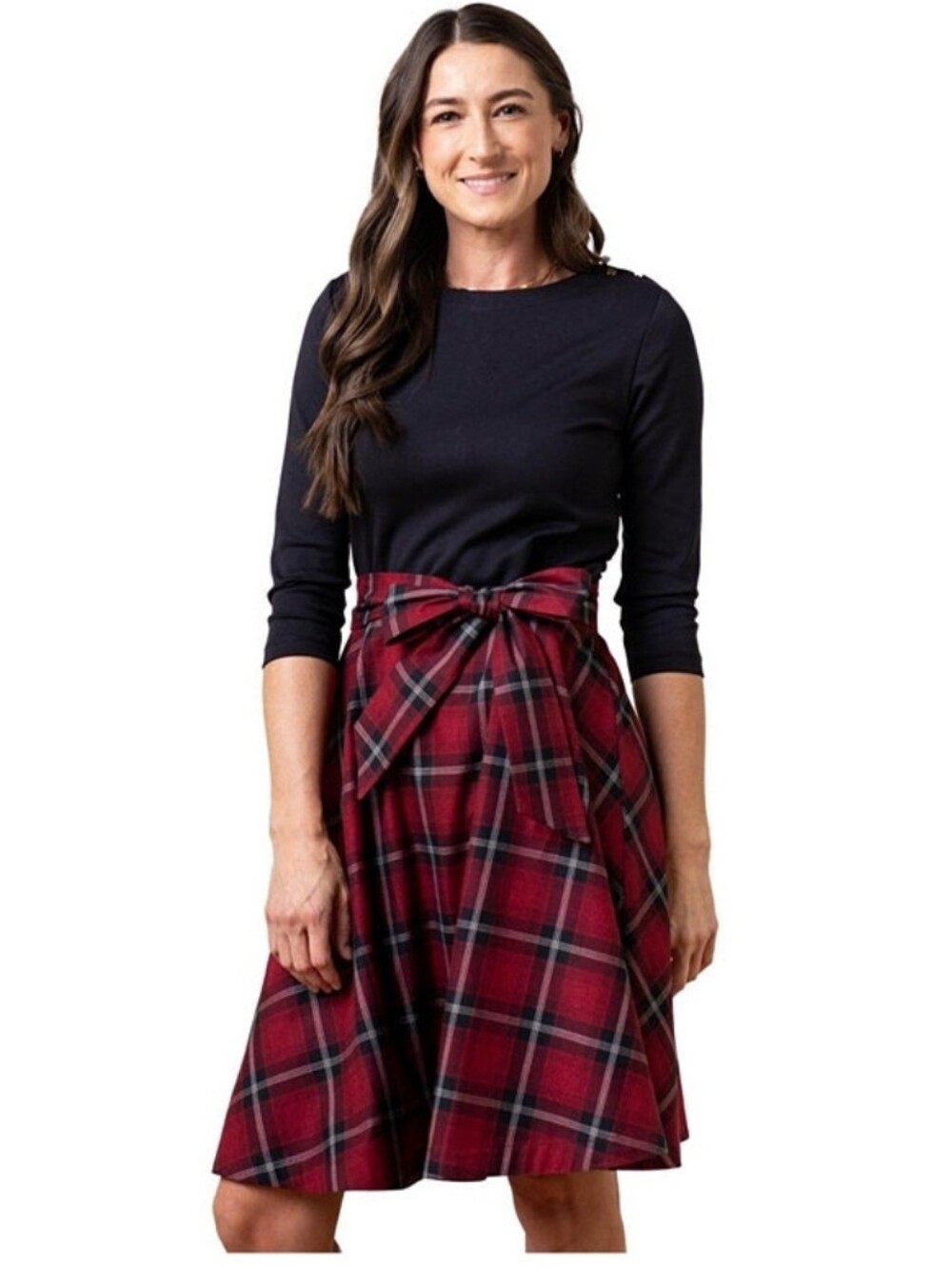 Hope and Henry Plaid Long Sleeve French Skater Dress Size 14 XL